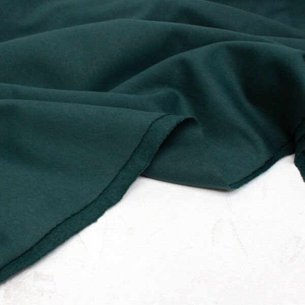 Extra Wide Organic Cotton Brushed Sweatshirt Fabric in Dark Green