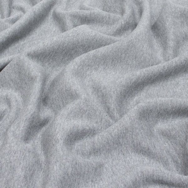 Extra Wide Organic Cotton Brushed Sweatshirt Fabric in Melange Grey