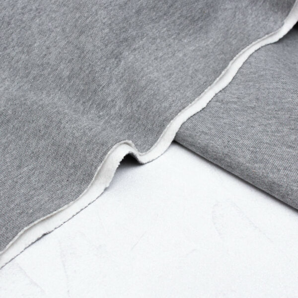 Extra Wide Organic Cotton Brushed Sweatshirt Fabric in Melange Grey