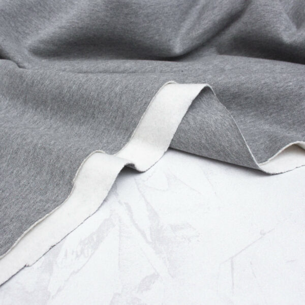 Extra Wide Organic Cotton Brushed Sweatshirt Fabric in Melange Grey