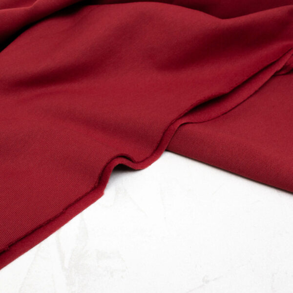 Extra Wide Organic Cotton Brushed Sweatshirt Fabric in Christmas Red