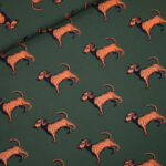 See You at Six French Terry Fabric in Wood Green Doggies