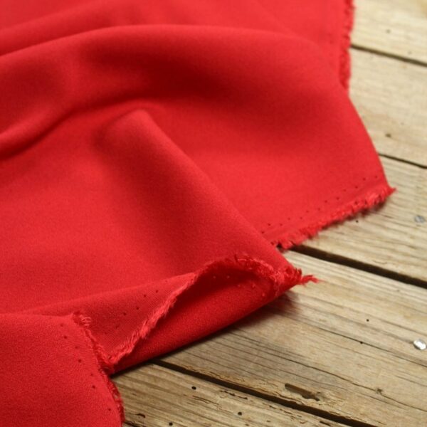 Eglantine et Zoe Viscose Crepe Fabric in Vermillion Red