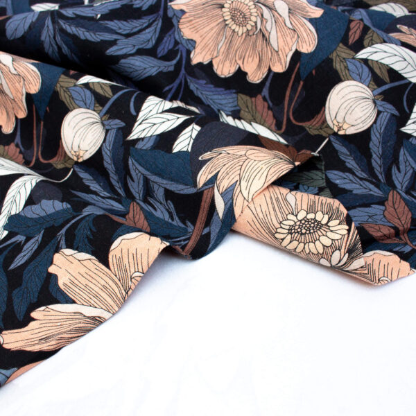 See You At Six Viscose Linen Fabric in Pasture Rose