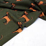 See You at Six French Terry Fabric in Wood Green Doggies