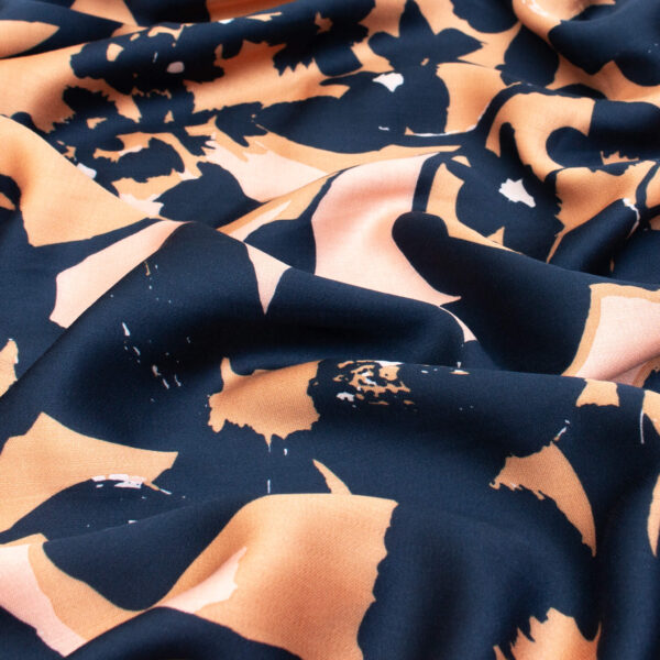 See You at Six Ecovero Satin Fabric in Shadow Flowers
