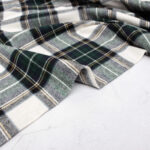 Soft Brushed Cotton Flannel Fabric in Navy, Green & Ecru Check