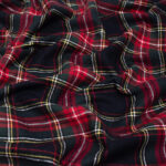 Soft Brushed Cotton Flannel Fabric in Navy & Red Check