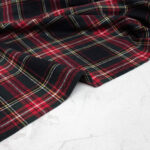 Soft Brushed Cotton Flannel Fabric in Navy & Red Check