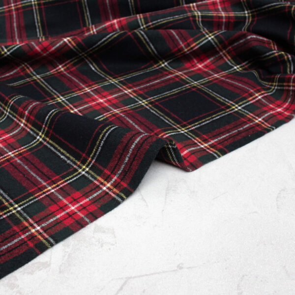 Soft Brushed Cotton Flannel Fabric in Navy & Red Check