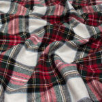 Soft Brushed Cotton Flannel Fabric in Red & Ecru Check