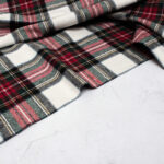 Soft Brushed Cotton Flannel Fabric in Red & Ecru Check