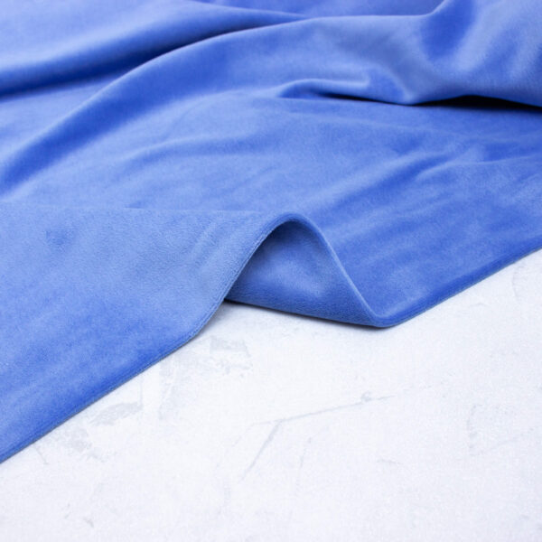 Organic Cotton Velour Fabric in Bluebell