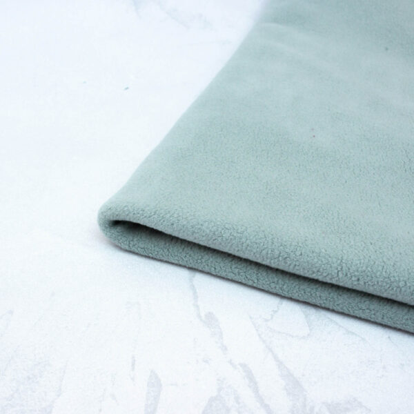Cotton Sherpa Fleece Fabric in Sage Frost