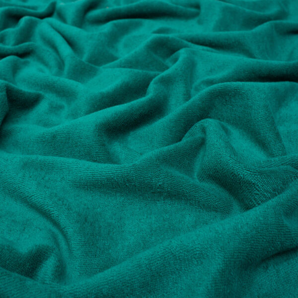 Organic Cotton Terry Towelling Fabric in Evergreen Lagoon