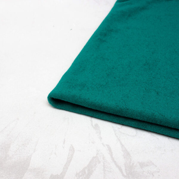 Organic Cotton Terry Towelling Fabric in Evergreen Lagoon