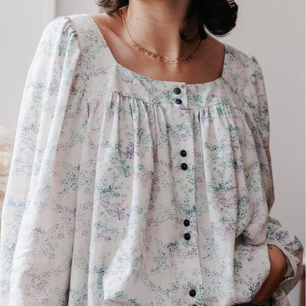 Cousette Viscose Fabric in Floral Sakura blouse