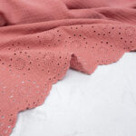 Broderie Double Gauze Fabric with Scalloped Edge in Rosewood