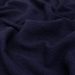 embroidered double gauze fabric in navy