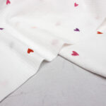 Double Gauze Fabric in White with Embroidered Hearts