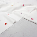 Double Gauze Fabric in White with Embroidered Hearts