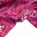 Floral Cotton Satin Fabric in Fuchsia Patchwork