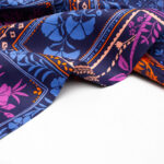 Floral Cotton Satin Fabric in Navy Patchwork