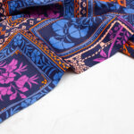 Floral Cotton Satin Fabric in Navy Patchwork