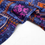 Floral Cotton Satin Fabric in Navy Patchwork