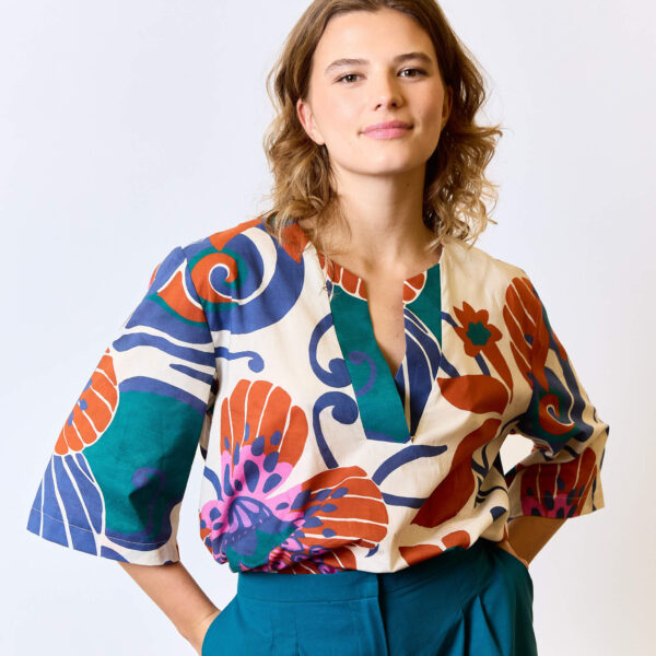Atelier Jupe Soft Cotton Fabric in Abstract Floral Print