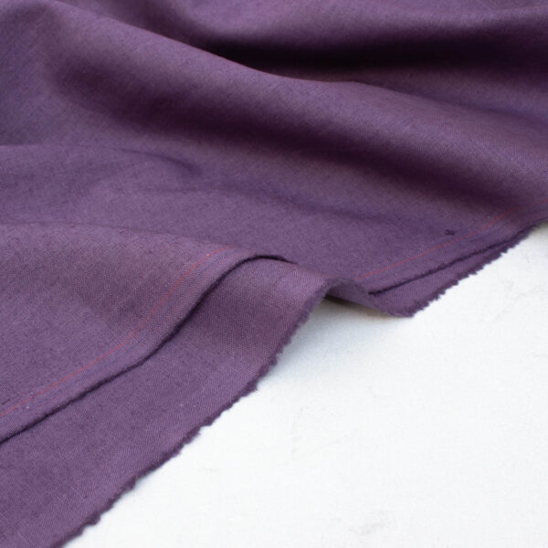 Washed Linen Cotton Blend Fabric in Aubergine