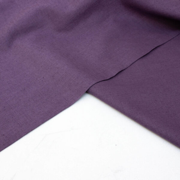 Washed Linen Cotton Blend Fabric in Aubergine