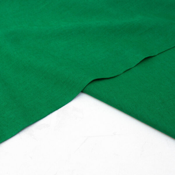 Washed Linen Cotton Blend Fabric in Emerald Green