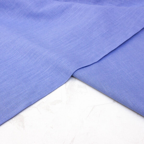 Washed Linen Cotton Blend Fabric in Blue Lavender