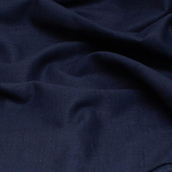 Ex-Designer Deadstock Washed Linen Fabric in Navy