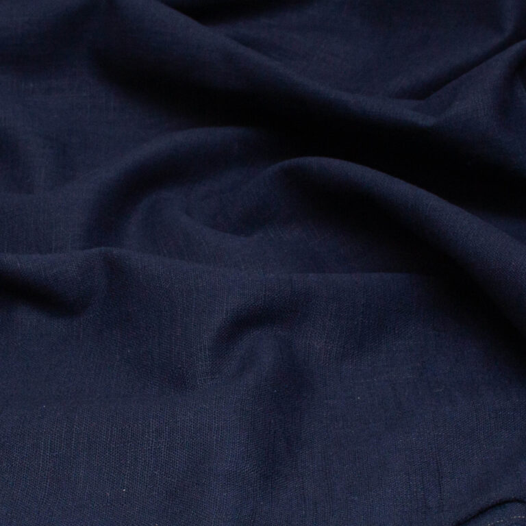 Ex-Designer Deadstock Washed Linen Fabric in Navy