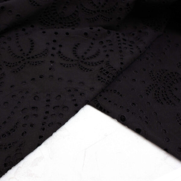 Fabric Godmother Palm Tree Cotton Broderie Anglaise in Black