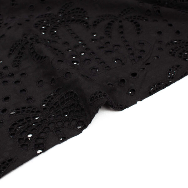 Fabric Godmother Palm Tree Cotton Broderie Anglaise in Black