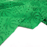 Fabric Godmother Palm Tree Cotton Broderie Anglaise in Emerald Green