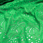 Fabric Godmother Palm Tree Cotton Broderie Anglaise in Emerald Green