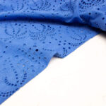Fabric Godmother Palm Tree Cotton Broderie Anglaise in Periwinkle