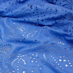 Fabric Godmother Palm Tree Cotton Broderie Anglaise in Periwinkle