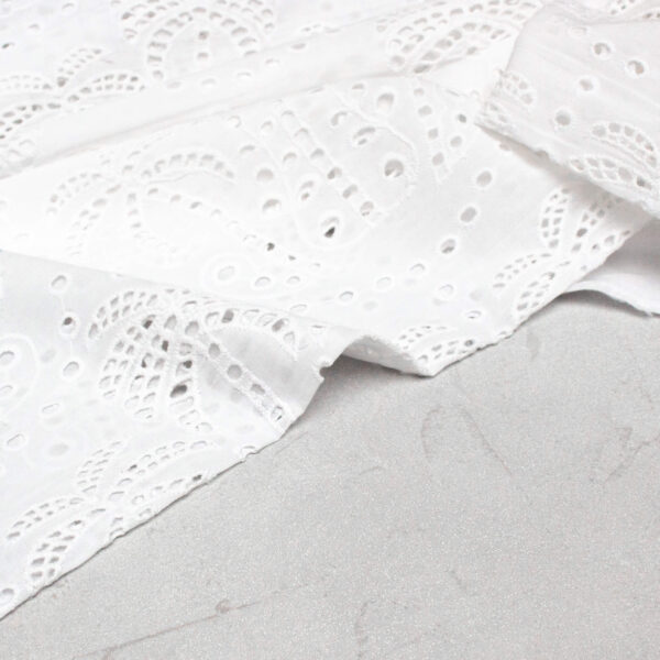Fabric Godmother Palm Tree Cotton Broderie Anglaise in White