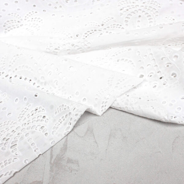 Fabric Godmother Palm Tree Cotton Broderie Anglaise in White