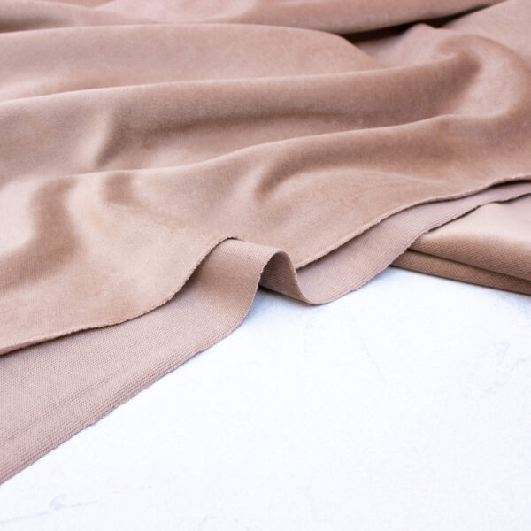Organic Cotton Velour Fabric in Milk Tea