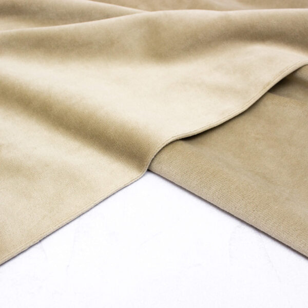 Organic Cotton Velour Fabric in Soft Olive
