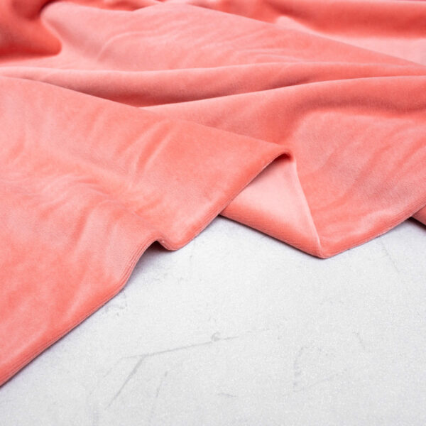Organic Cotton Velour Fabric in Sunkissed Coral
