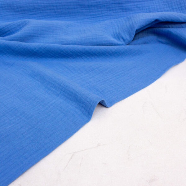 Organic Cotton Double Gauze Fabric in Azure Blue