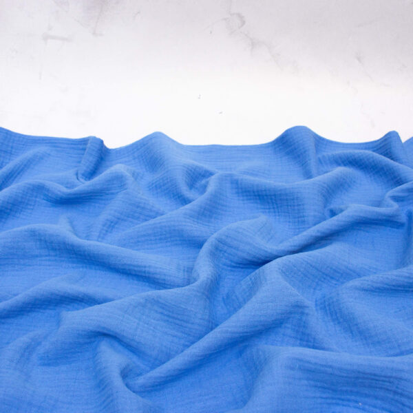 Organic Cotton Double Gauze Fabric in Azure Blue