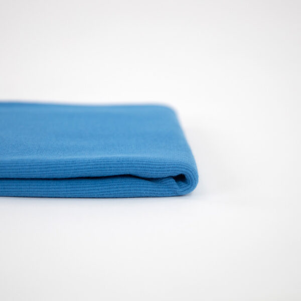 See You at Six Rib Knit Fabric in Pacific Blue